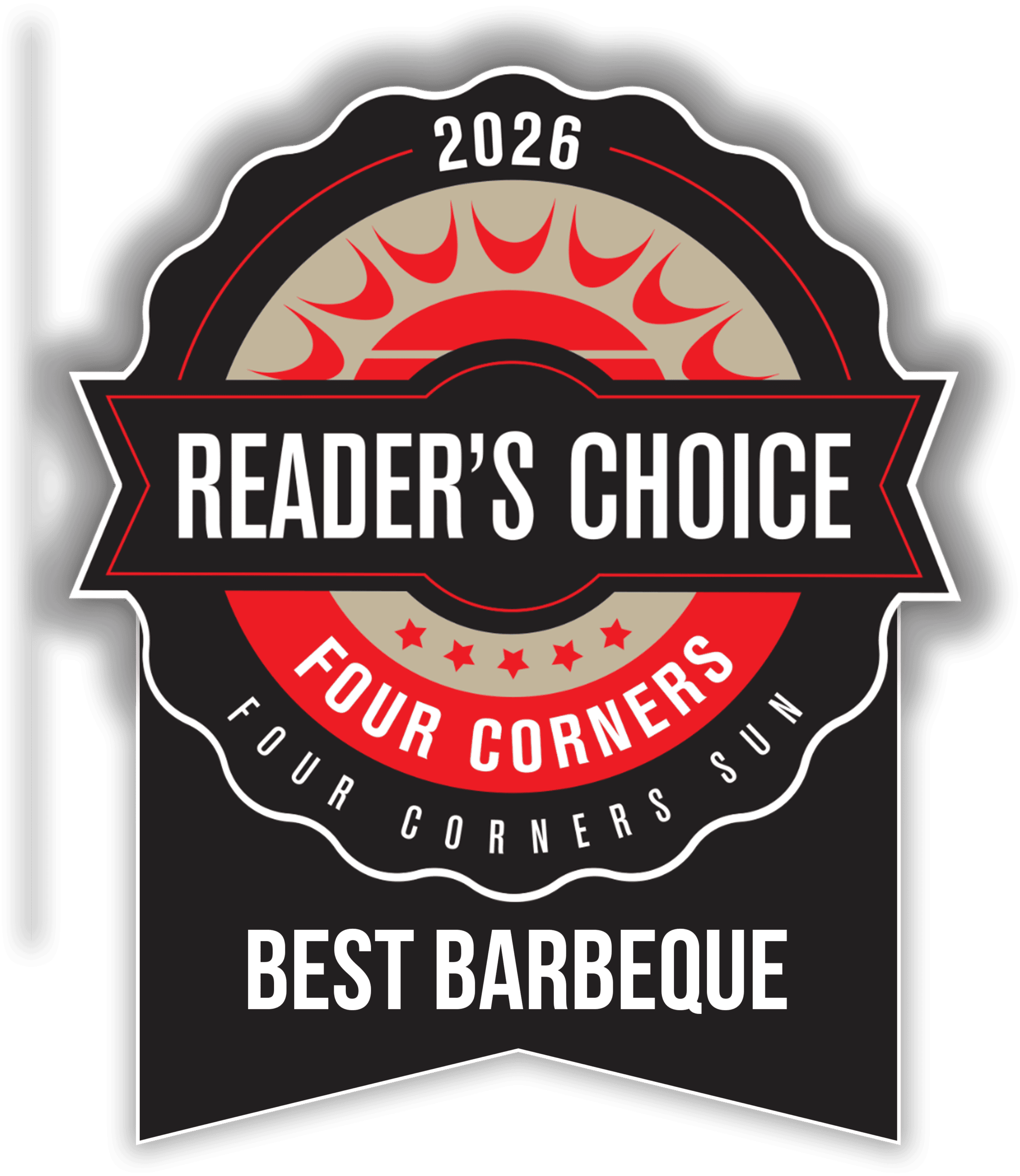 Reader’s Choice Awards winner badge from the Four Corners Sun: Best Barbeque 2026